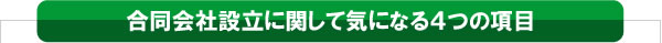 合同会社設立に関して気になる４つの項目